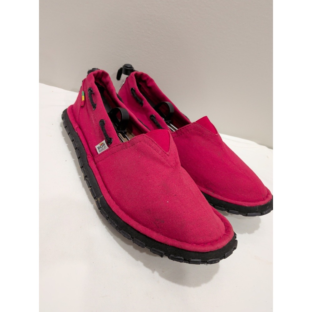 KINGSTON Bob Marley Cannvas Red Men's Sz 10.5 Slip On Sandals